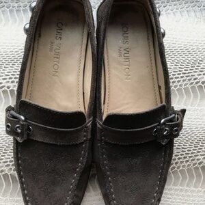 Louis Vuitton Dark Brown Suede Loafers Size 35/2